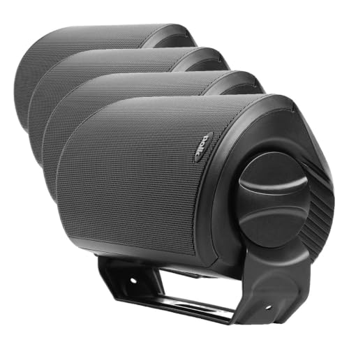 Image of Polk Audio Atrium 8 SDI Flagship Outdoor Speaker (Black) - Use as Single Unit or Stereo Pair, Powerful Bass & Broad Sound Coverage, Withstands Extreme Weather & Temperature (Pack of 4)