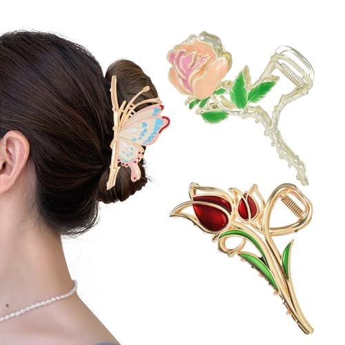 Pinzas para cabello metálicas florales 3 piezas miniatura 2