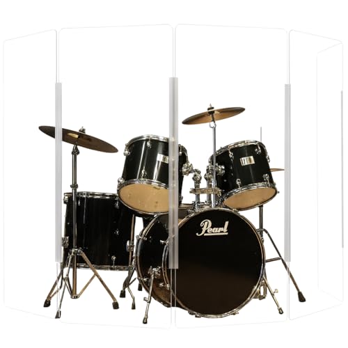 Budget Shield 5' tall, 5 panel drum shield screen cage with full-length flexible hinges for acoustic isolation and sound reduction. 8.5' wide x 3' deep footprint : Made in USA