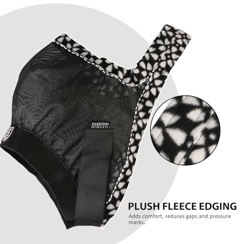 Harrison Howard Cattle Livestock Fly Mask Breathable Mesh Padded Edging with Fun Patterns Large Spacing Forelock Opening Design Adjustable Fit for Cattle Black by Harrison Howard - Image 3
