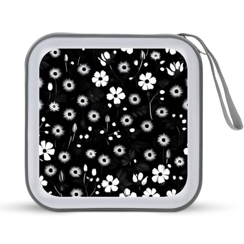 Boîtier DVD pour voiture et voyage avec pochette de rangement rigide imprimé floral