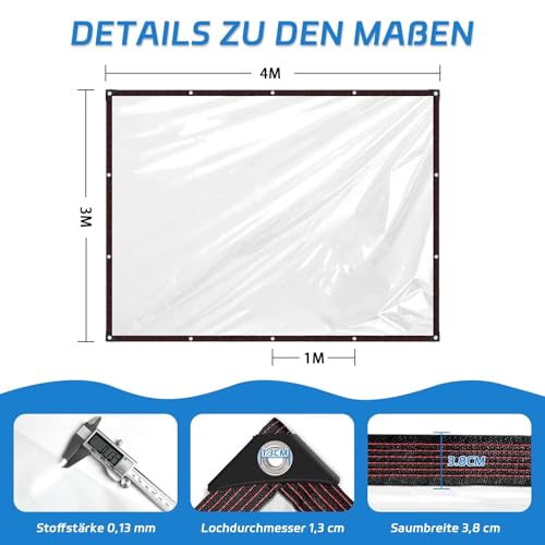 Lona impermeable transparente con ojales de 3x4m para aislamiento de plantas 5