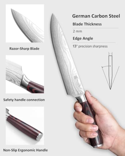 PAUDIN Chef Knife, 9 Inch Kitchen Knife for Meat & Vegetables Butcher Knife - image 3