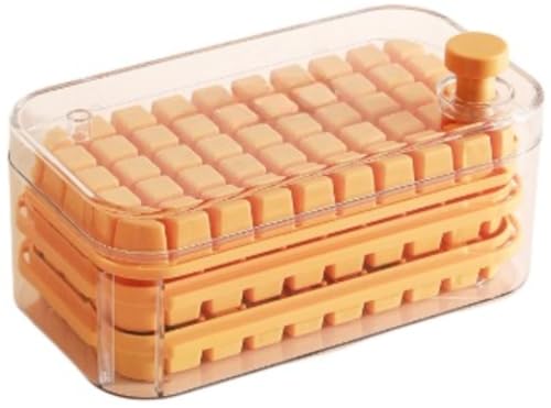 EVREFIN蓋付きのアイスキューブ型、大容量、扱いやすい、自家製冷蔵庫/冷蔵型。 (3層あたり150個のコンパートメント(アイススクープ付き),イエロー)
