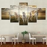 Impression Sur Toile De Peinture 5 Pièces Soleil de Cascade de la Vallée Prêt À Accrocher D'Art Sur Toile Murale Pour Maison Salon Bureau Mordern Décoration Cadeau