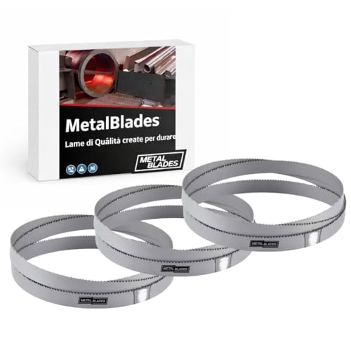 Set di 3 lame MetalBlades per sega a nastro ad alte prestazioni, 1440 x 13 x 0,65 mm, passo 8-12 TPI Bimetall M42 - Made In Italy