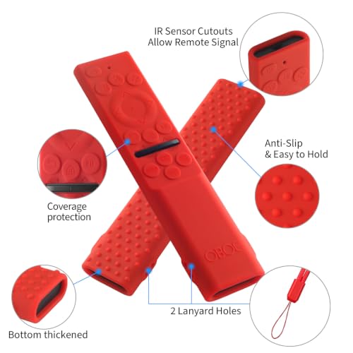 Image of Oboe Silicone Tv Remote Cover Compatible with Samsung Smart Tv Remote 2026 Model BN59-01498A Key Cover Case with Lanyard (B-Red) REMOT E NOT Included