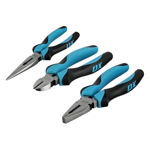 OX Pro 3-Piece Plier Set Combination Long Nose & Diagonal Cutting