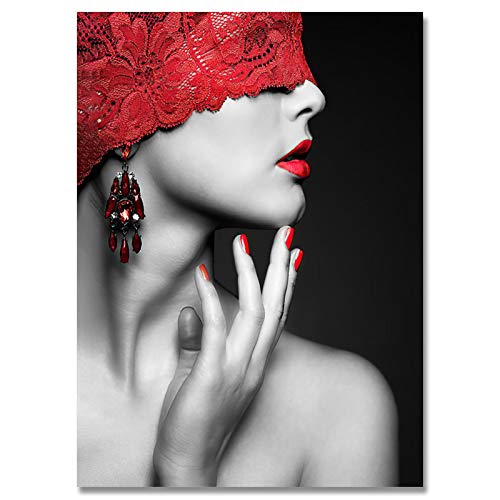 Affiche Toile Moderne Rouge à Lèvres 40x60cm Décoration Murale Salon