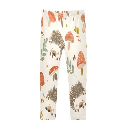 Bolaz Toddler Girls Leggings Printed Yoga Pants Leggings Hedgehog and Mushrooms for Kids