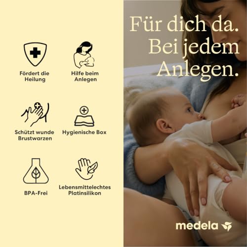 Medela Contact Brusthütchen aus Silikon – Weiches, ultradünnes Design – BPA-frei – 1 Packung mit 2 Hütchen (24 mm) und Aufbewahrungsbox – Ansicht 3