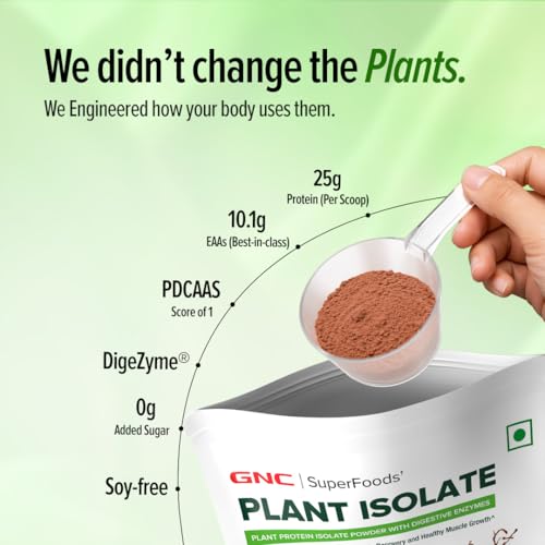 Image of GNC Plant Protein Isolate Powder | 25g Protein Complete Amino Acid Profile with PDCAAS 1 Score | DigeZyme Enzymes | Vegan, Soy-Free, Lactose-Free, Gluten-Free | No Added Sugar | Easy Digestion, Delicious & Non-Chalky | Coffee, 2lbs