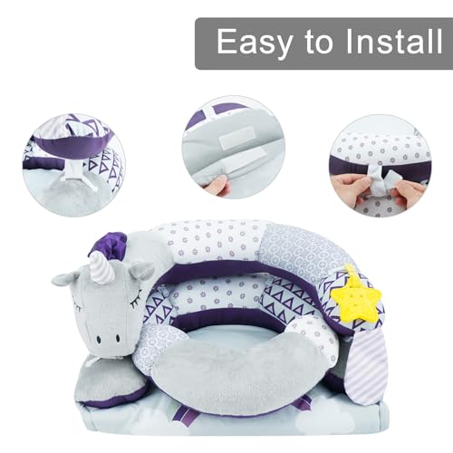 Image of Lovvie & Joy 2-in-1 Tummy Time Mat & Seated Support Pillow,Baby Tummy Time Pillow Support for Newborns and Older Babies,with Detachable Support Pillow and Toys Unicorn