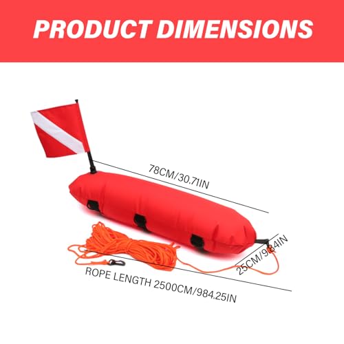 Boya inflable para snorkeling apnea y natación flotador de buceo con bandera de seguridad 4
