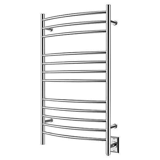 HEATGENE Towel Warmer Wall Mount Electric Plug-in/Hardwired Heated Towel Rack Mirror Polish