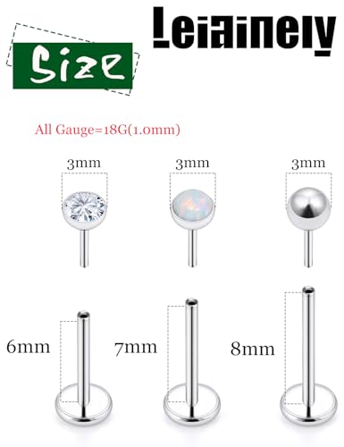 20/18/16G Threadless Nose Rings Flat Back Stud Earrings Piercing Jewelry for Women Men 6/7/8mm Push In Bar Cartilage Tragus Lip Medusa Monroe Labret Stud Hypoallergenic Surgical Steel4