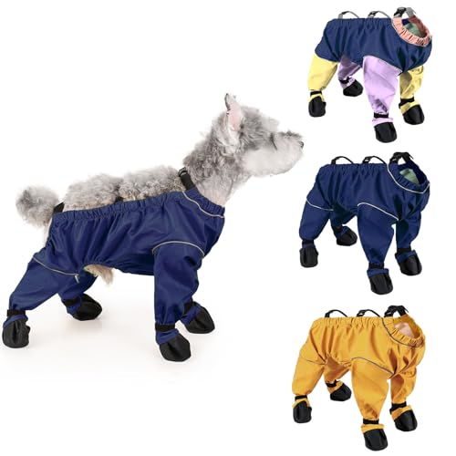 BT Bear Dog Shoes,Waterproof Anti Dirty Anti Slip Four Leg Pants Boots with Suspenders Reflective Pet Paw Protector for Medium Large Dogs Outdoor Walking Hiking Bootie,Blue XL