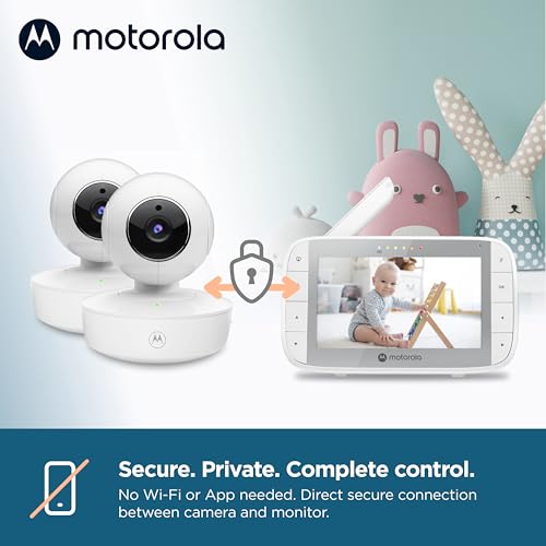 Motorola Nursery VM36XL 2-Camera Video Baby Monitor, 1000ft Range no WiFi 2.4 GHz Wireless, 5" Screen, 2-Way Audio, Pan/Tilt/Zoom, Sensor, Lullabies, Night Vision - Thumbnail 3
