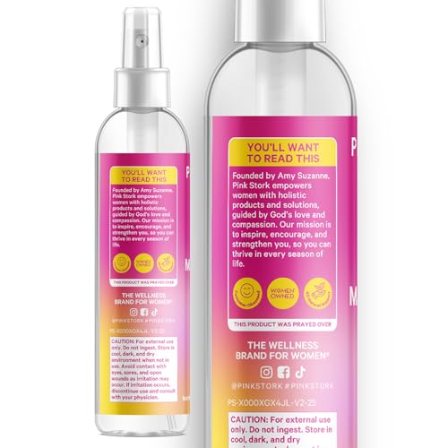 Pink Stork Magnesium Spray Mist - for Calm, Stress, and Sleep, Seasickness Support, Pregnancy Must Haves, 200 mg per 6 Sprays, Pure Magnesium Chloride Body Spray, 4 oz, Unscented