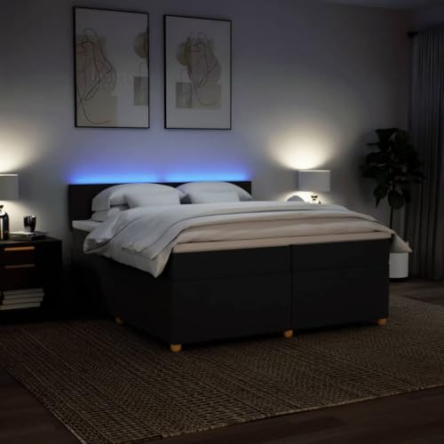 IKAYAA Boxspringbett 200 x 200 cm mit Matratze, LED Beleuchtung, Topper & Kopfteil, Bett mit Matratze und Lattenrost 200 x 200 cm Polsterbett 200 x 200 cm mit Matratze Schwarz IKAYAA Boxspringbett 200 x 200 cm mit Matratze, LED Beleuchtung, Topper & Kopfteil, Bett mit Matratze und Lattenrost 200 x 200 cm Polsterbett 200 x 200 cm mit Matratze Schwarz