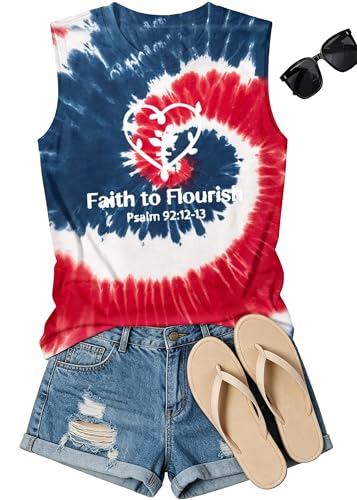 Image of 4th of July Bow Tank Top Women-Vintage American Bow Sleeveless Shirt USA Flag Tee Top Patriotic Tank Top