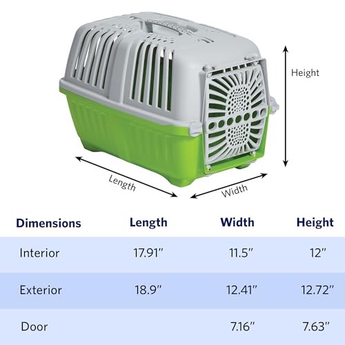 Image of Midwest Spree Travel Pet Carrier | Hard-Sided Pet Kennel Ideal for Toy Dog Breeds, Small Cats & Small Animals | Dog Carrier Measures 19.1L x 12.5 W x 13H - Inches | Great for Short Trips to The Vet