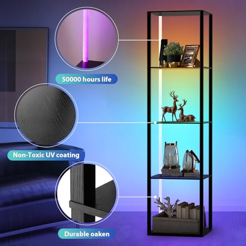 LED Corner Shelf with 5 Tiers for Living Room or Bedroom