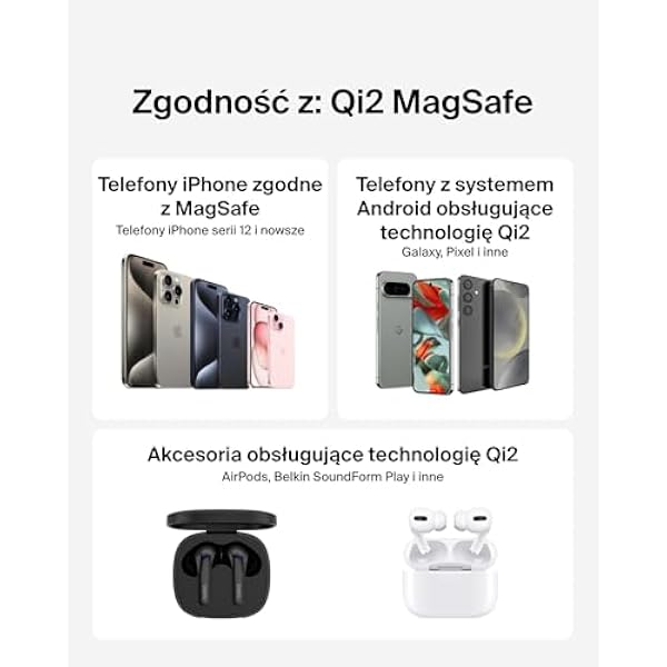 Belkin магнитная беспроводная зарядная панель 15 Вт с подставкой - MagSafe совместимое Qi2 зарядное устройство для iPhone 16 серии Samsung Galaxy S25 серии AirPods блок питания в комплекте - черный