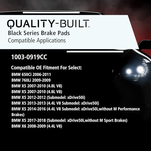 QUALITY-BUILT Rear Ceramic Brake Pads, Black Series 1003-0919CC, Compatible with 2006-2019 BMW (650Ci, 760Li, X5, X6) by Quality-Built - Used condition - Image 3