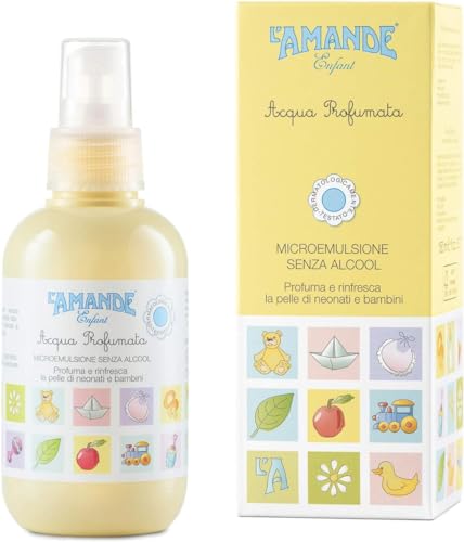 L'AMANDE - Acqua Profumata Bambini e Neonati, Spray Corpo ad Azione Idratante e Calmante, Senza Alcool con Estratto di Riso, Lozione Rinfrescante per Pelli Sensibili - Enfant, 150 ml