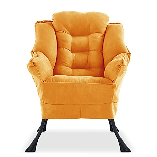 Modern Lazy Chair Single Lazy Sofa, Comfy Reclining Armchair-Soft Lounge Chair With Side Pockets/Thick Cushion/High Load-Bearing Steel Frame For Living Room, Bedroom, Office,Dormitory (Yellow) #TOP22