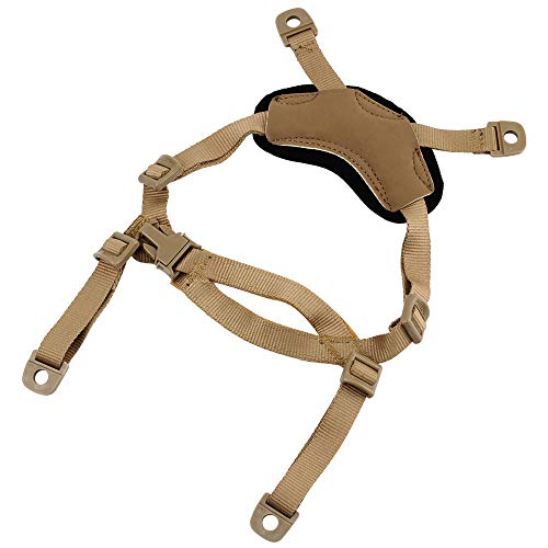 Helmet Chin Strap 4 Points For Tactical Fast/Mich/Ibh Kevlar Bump Helmets, X-Nape Helmet Suspension System With Bolts And Screws Tan #TOP2
