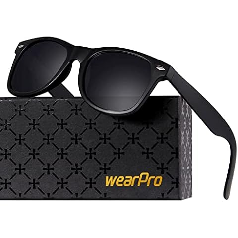 wearPro Polarised-Sunglasses-Mens-Womens-UV400-Protection Rectangular Sunglasses Retro Black Sun Glasses Unisex Classic Ultralight Shades For Cycling Driving Fishing Cover