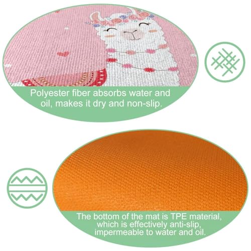Tapete de cocina de 2 piezas contra suelos mojados VAPOKF alfombra rosa antideslizante 6