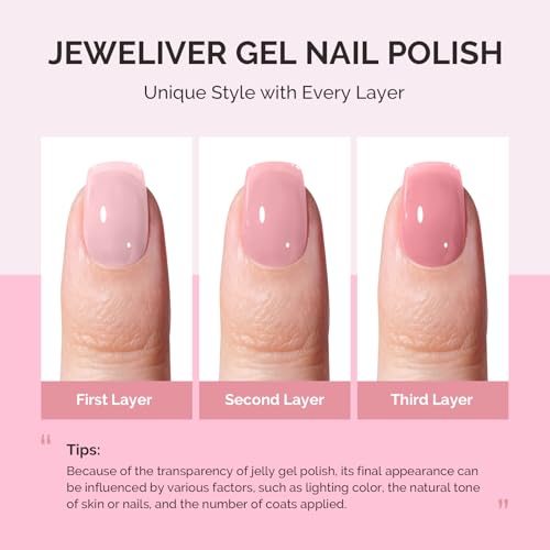 Image of MelodySusie Jeweliver Jelly Gel Nail Polish, 0.5Fl.oz Dreamy Nude Pink Gel Polish Soak Off UV LED Light Cure Gift for Women Manicure Nail Art DIY at Home B6646