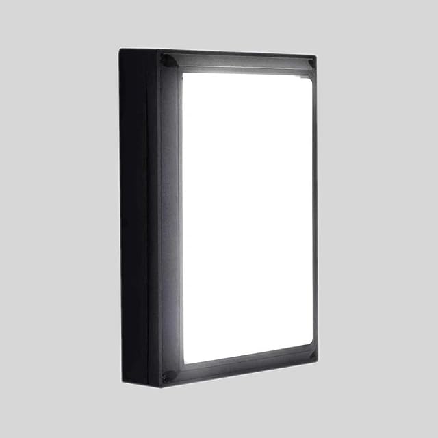 Lightess 18W Outdoor Wall Light IP65 Waterproof Wall Lamp Anthracite Led Bulkhead Wall Light Exterior Wall Lights for Garden Shed Porch Garage Corridor Workshop Patio Outside Wall Lights - Cool White