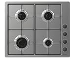 Candy CHW6LBX Piano Cottura a Gas, 4 Fuochi, da Incasso, Griglie in metallo, Valvola di Sicurezza, 59,5x51x8 cm, Acciaio Inox