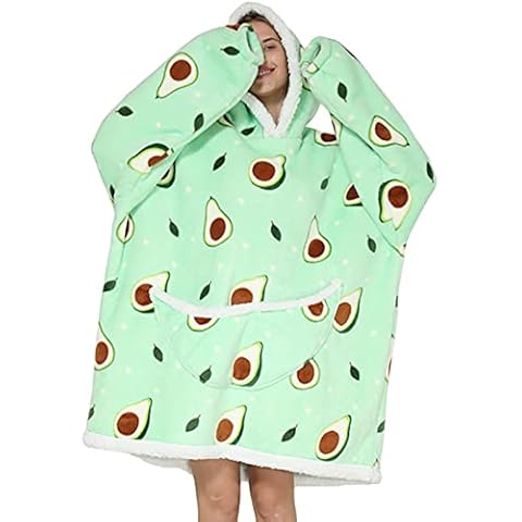 OAMENXI Oversized Blanket Hoodie Wearable Blanket Sweatshirt for Women and Men Sherpa FLeece Giant Hooded Pullover with Pocket (Avocado) Cover