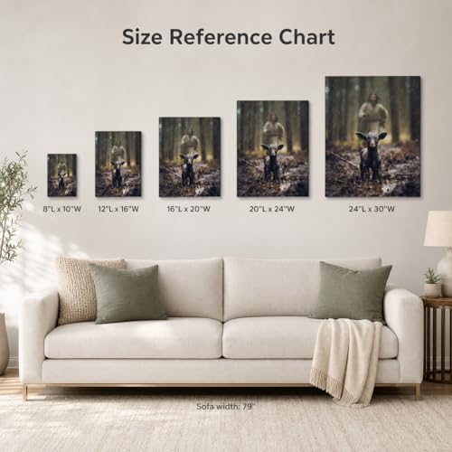Image of GUN SUPPLIES OUTLET LLC Jesus and Lamb Canvas Wall Art Black Sheep Lost Picture Wall Art Canvas Print Christian Home Decor 12x16 inch