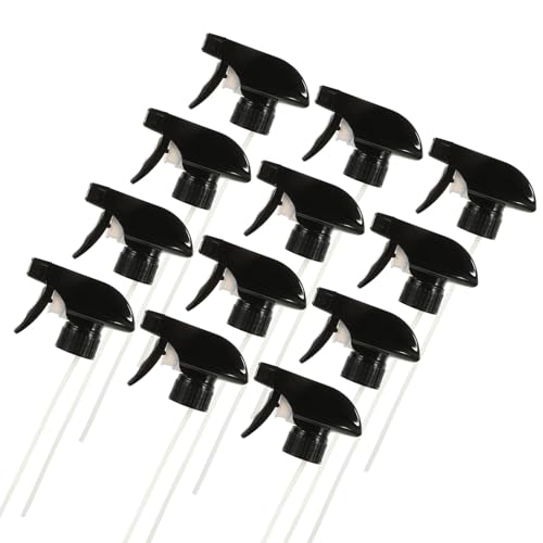 BIUDECO 12 piezas Boquillas de Repuesto para Botellas de Spray Cabezal Resistente y Duradero Accesorio para Riego Limpieza y Aromaterapia Compatible con Botellas Estándar Color Negro