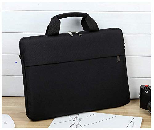 Cicilin Maleta para laptop, bolsa de ombro, capa para notebook compatível, Macio, Preto, 15.6