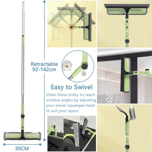 Raspador de ventana profesional con barra extensible para limpiar cristales altos 4