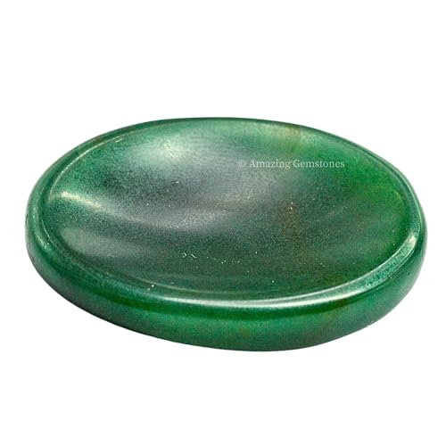 Image of Amazing Gemstone Green Jade Aventurine Worry Stone Crystals and Healing Stones - Worry for Stress Relief Gifts - Piedra Crystal Fidget for Meditation - Unique Stocking Stuffers and Birthday Gifts