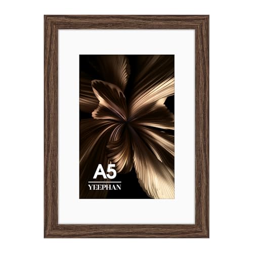 A5 Picture Frame - A5 Frames with Mount for 10x15 Prints Brown