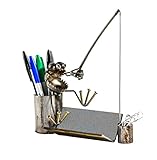 Welded Metal Art Gnome Be Gone Desk Bucket Fisherman Business Card Holder