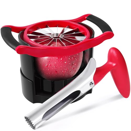 Newness Premium Apple & Pear Corer, Stainless Steel Core Remover Tool for Home & Kitchen with Sharp Serrated Blade