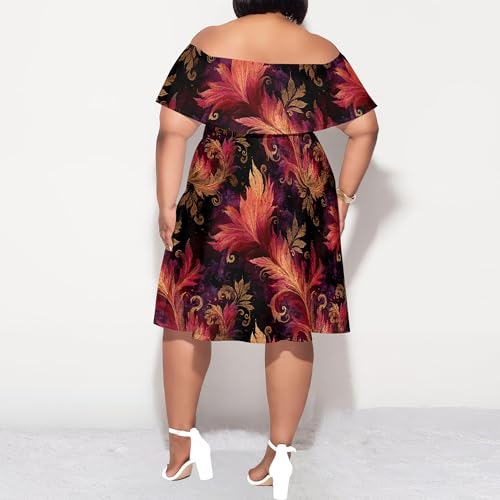 Image of SUZONANA Women's Plus Size Summer Dresses Floral Print Midi Dresses Flowy Sundresses