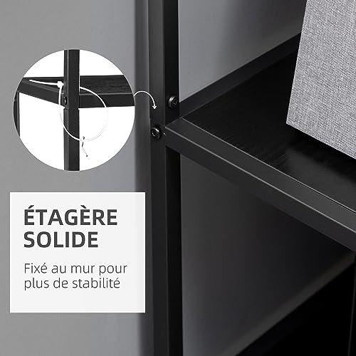 Bibliothèque industrielle 7 niveaux métal noir HOMCOM