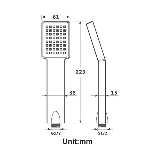 Cabezal de ducha de mano universal dorado con soporte de barra regulable 4