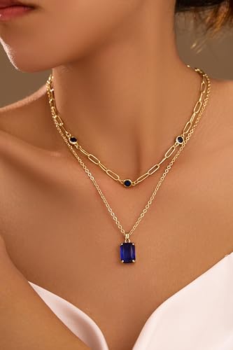 Gold Layered Pendant Necklaces for Women 14k Gold Plated Crystal Choker Necklace Paperclip Rhinestone Necklace Party Prom Jewelry2